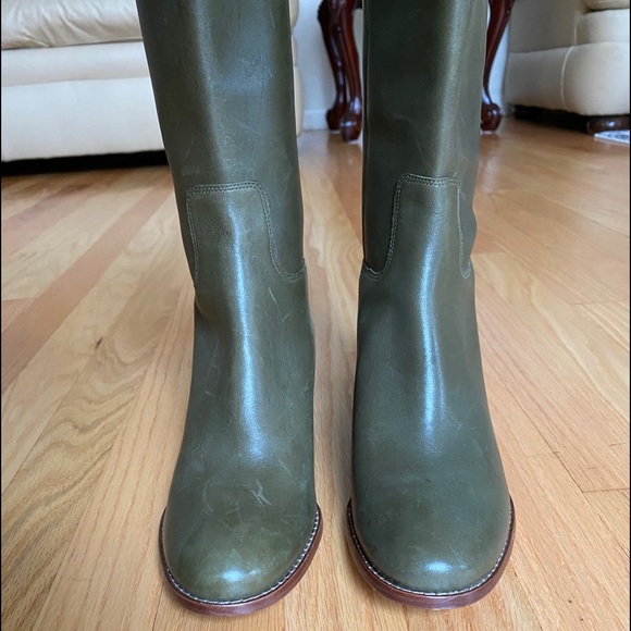 Cole Haan Olive Green Leather KneeHigh Boot NEW 7B - Picture 2 of 8
